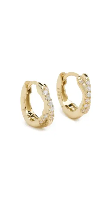 Shashi Staci Huggie Hoop Earrings Gold One Size | Thumbnail 5