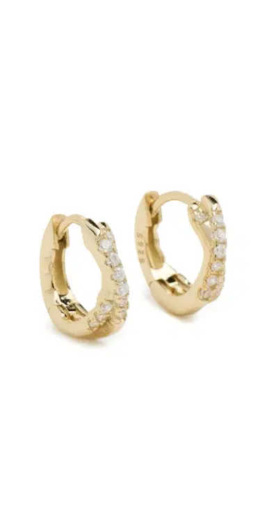 Shashi Staci Huggie Hoop Earrings Gold One Size | Thumbnail 1