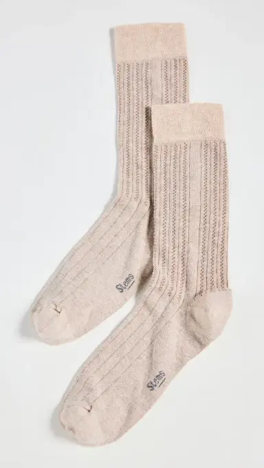 Stems Lola Cashmere Comfort Crew Socks Cream One Size | Thumbnail 2
