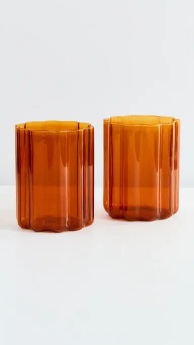 FAZEEK Wave Glasses Set of 2 Amber One Size | Thumbnail 2 FAZEEK Wave Glasses Set of 2 Amber One Size | Thumbnail 2