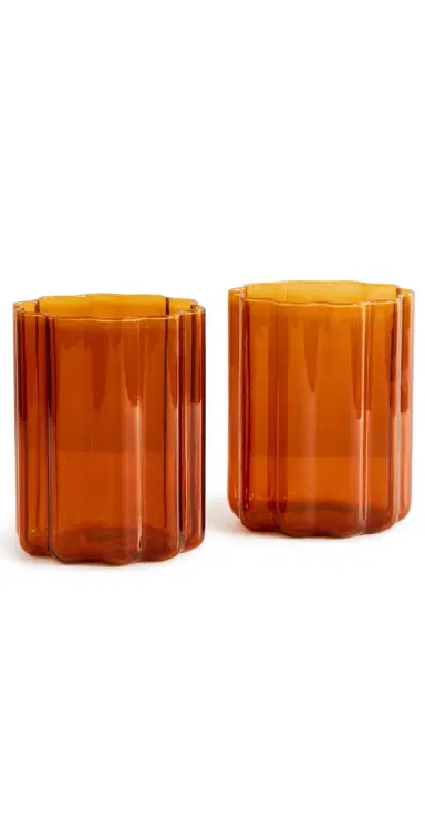 FAZEEK Wave Glasses Set of 2 Amber One Size | Thumbnail 1 FAZEEK Wave Glasses Set of 2 Amber One Size | Thumbnail 1