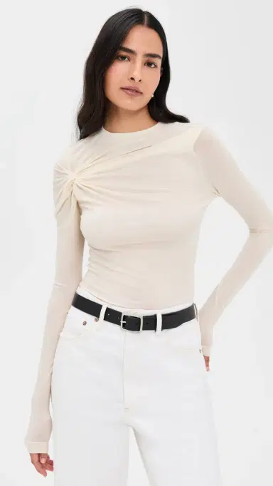 AGOLDE Lissa Long Sleeve Tee Oat Milk | Thumbnail 2 AGOLDE Lissa Long Sleeve Tee Oat Milk | Thumbnail 2