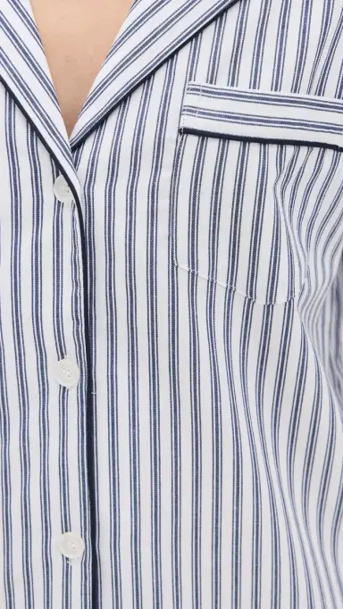 Petite Plume French Ticking Twill Pajama Set White/Navy M | Thumbnail 6 Petite Plume French Ticking Twill Pajama Set White/Navy M | Thumbnail 6