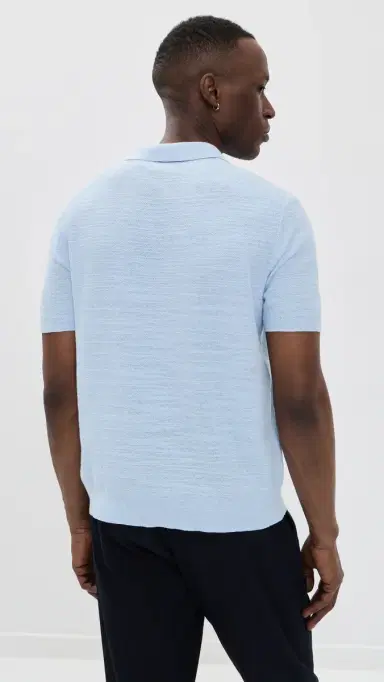 Polo Ralph Lauren Short-Sleeve Cotton Blend Textured Johnny Polo Office Blue/Deckwash White | Thumbnail 3 Polo Ralph Lauren Short-Sleeve Cotton Blend Textured Johnny Polo Office Blue/Deckwash White | Thumbnail 3