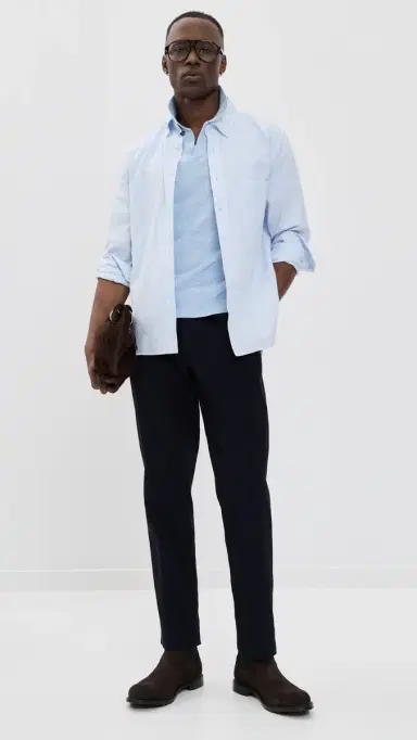 Polo Ralph Lauren Short-Sleeve Cotton Blend Textured Johnny Polo Office Blue/Deckwash White | Thumbnail 6 Polo Ralph Lauren Short-Sleeve Cotton Blend Textured Johnny Polo Office Blue/Deckwash White | Thumbnail 6