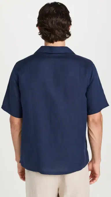 Onia Air Linen Convertible Vacation Shirt Deep Navy M | Thumbnail 3