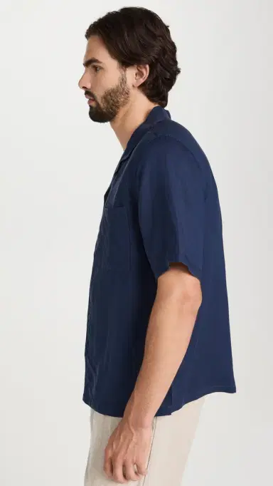 Onia Air Linen Convertible Vacation Shirt Deep Navy M | Thumbnail 4