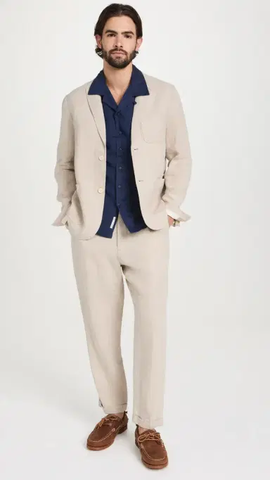 Onia Air Linen Convertible Vacation Shirt Deep Navy M | Thumbnail 5
