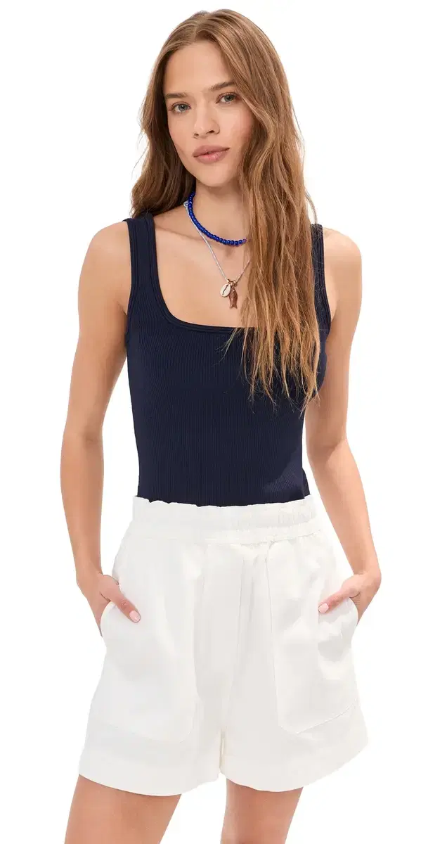 LE BOP ucie Ringer Cropped Tank Navy