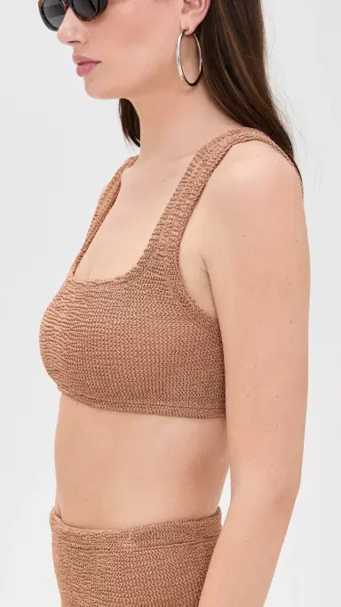Hunza G Xandra Bikini Top Metallic Cocoa One Size | Thumbnail 4