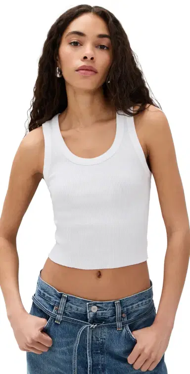 AGOLDE Shrunken Poppy Tank White | Thumbnail 1