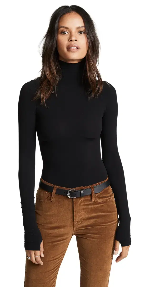 Commando Ballet Turtleneck Thong Bodysuit Black One Size