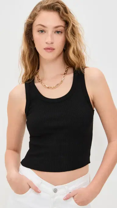 AGOLDE Shrunken Poppy Tank Black | Thumbnail 2