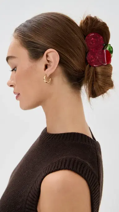 By Adina Eden Tart Cherry Hair Claw Clip Red One Size | Thumbnail 3