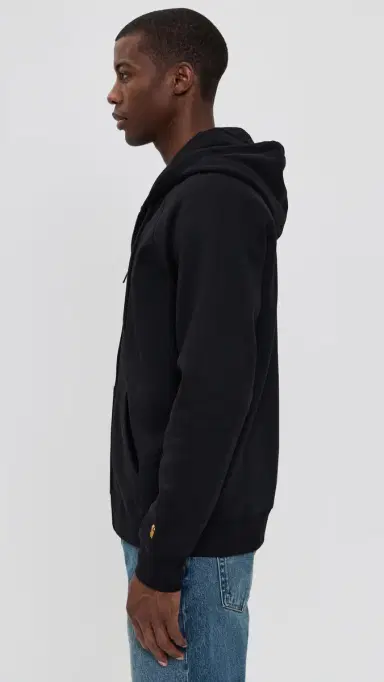 Carhartt WIP Hooded Chase Full Zip Sweatshirt Black / Gold | Thumbnail 4 Carhartt WIP Hooded Chase Full Zip Sweatshirt Black / Gold | Thumbnail 4