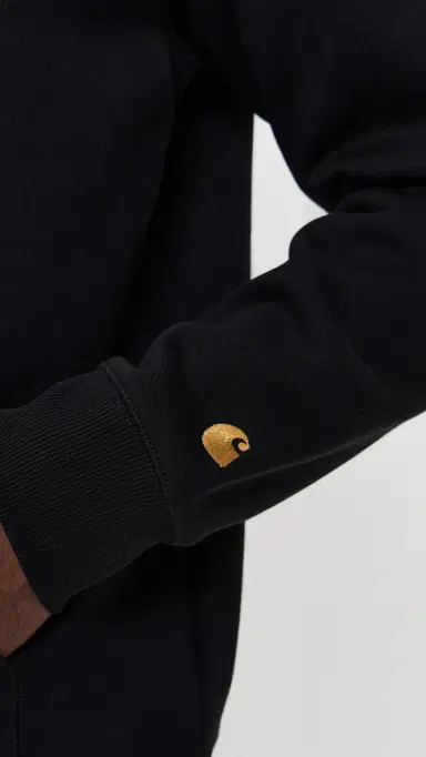 Carhartt WIP Hooded Chase Full Zip Sweatshirt Black / Gold | Thumbnail 6 Carhartt WIP Hooded Chase Full Zip Sweatshirt Black / Gold | Thumbnail 6