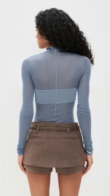 Fleur du Mal Kate Thong Bodysuit Charcoal Blue | Thumbnail 3