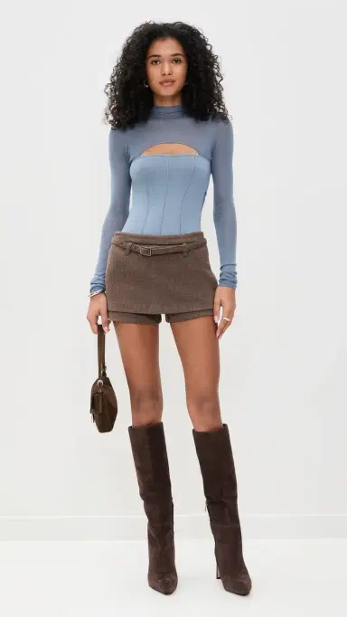 Fleur du Mal Kate Thong Bodysuit Charcoal Blue | Thumbnail 5