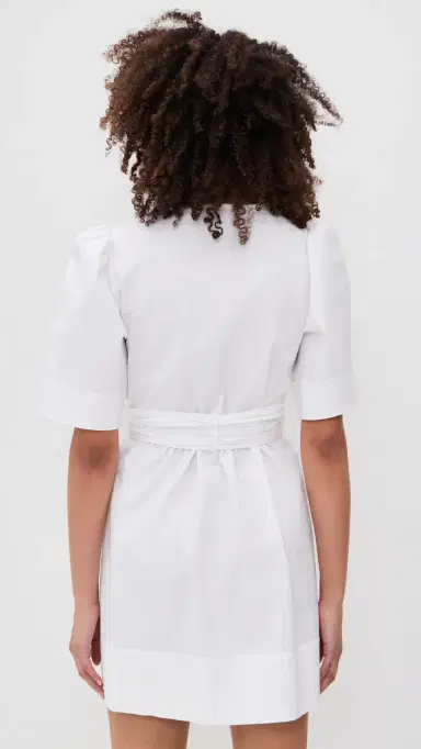 Ganni Stretch Cotton Mini Tie Strap Dress Bright White | Thumbnail 3 Ganni Stretch Cotton Mini Tie Strap Dress Bright White | Thumbnail 3