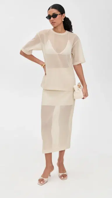 LE BOP Olivia Organza Skirt Ivory 6 | Thumbnail 5