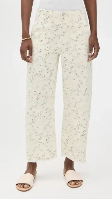 LE JEAN Utility Soft Barrel Jeans Lemon Floral | Thumbnail 2