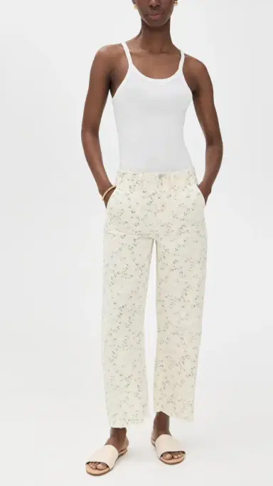 LE JEAN Utility Soft Barrel Jeans Lemon Floral | Thumbnail 5