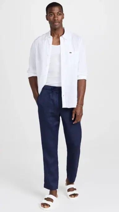Frescobol Carioca Oscar Linen Chinos | Thumbnail 5 Frescobol Carioca Oscar Linen Chinos | Thumbnail 5