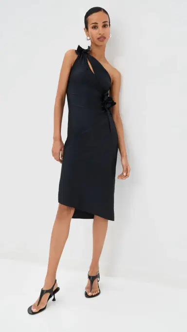 Coperni Asymmetric ini Flower Gown Black | Thumbnail 2 Coperni Asymmetric ini Flower Gown Black | Thumbnail 2