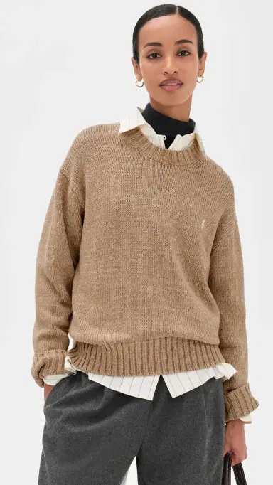 Polo Ralph Lauren Cotton-Long Sleeve-Crew Neck-Pullover Tan Heather | Thumbnail 2 Polo Ralph Lauren Cotton-Long Sleeve-Crew Neck-Pullover Tan Heather | Thumbnail 2