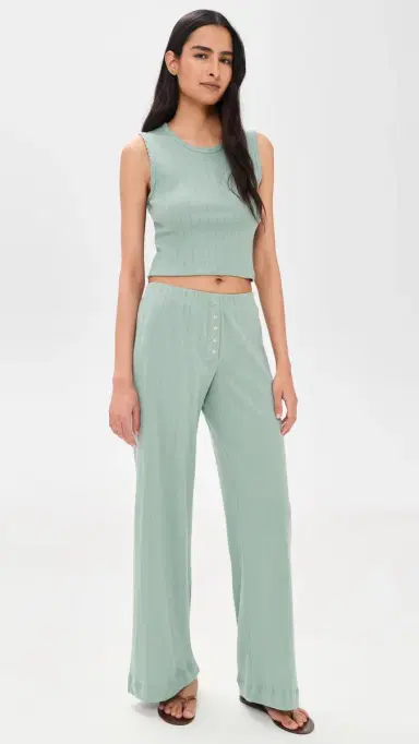 Leset Pointelle Boxer Pants Eucalyptus | Thumbnail 5 Leset Pointelle Boxer Pants Eucalyptus | Thumbnail 5