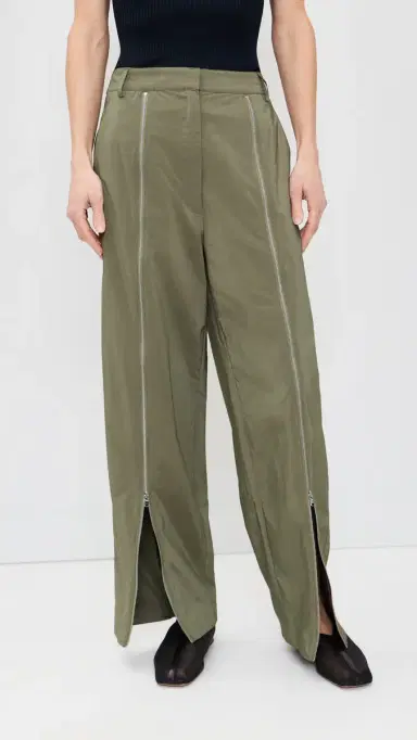 Tibi Nylon Zipper Petite Trousers Dark Taupe | Thumbnail 2 Tibi Nylon Zipper Petite Trousers Dark Taupe | Thumbnail 2
