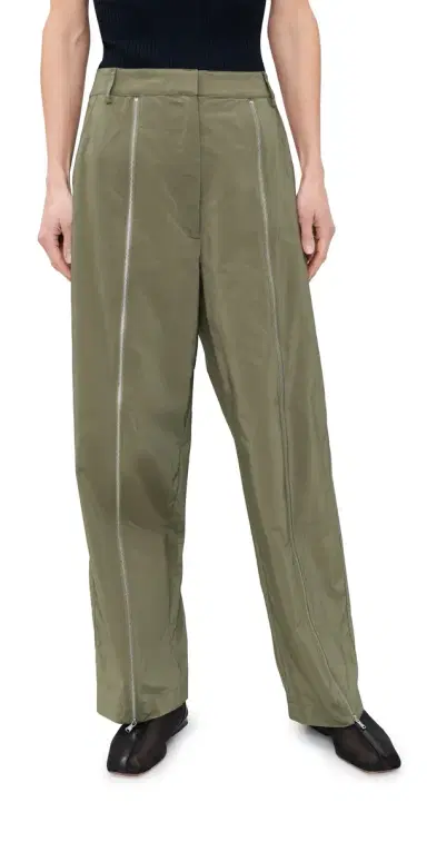 Tibi Nylon Zipper Petite Trousers Dark Taupe | Thumbnail 1 Tibi Nylon Zipper Petite Trousers Dark Taupe | Thumbnail 1