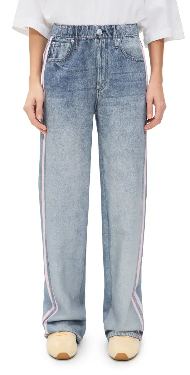 Miramar Terry Pull On Track Pants Pink Stripe