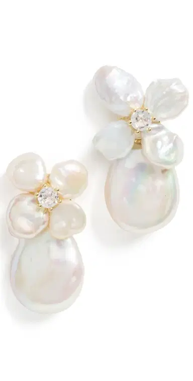 SHASHI Fleur de Cleo Earrings Gold/Pearl One Size | Thumbnail 1