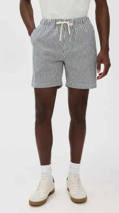 Save Khaki Hemp tripe Easy Shorts 6 Nat/Navy | Thumbnail 2