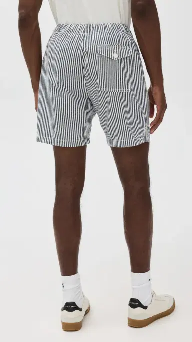 Save Khaki Hemp tripe Easy Shorts 6 Nat/Navy | Thumbnail 3