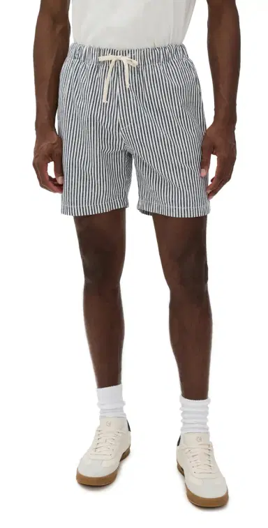 Save Khaki Hemp tripe Easy Shorts 6 Nat/Navy | Thumbnail 1