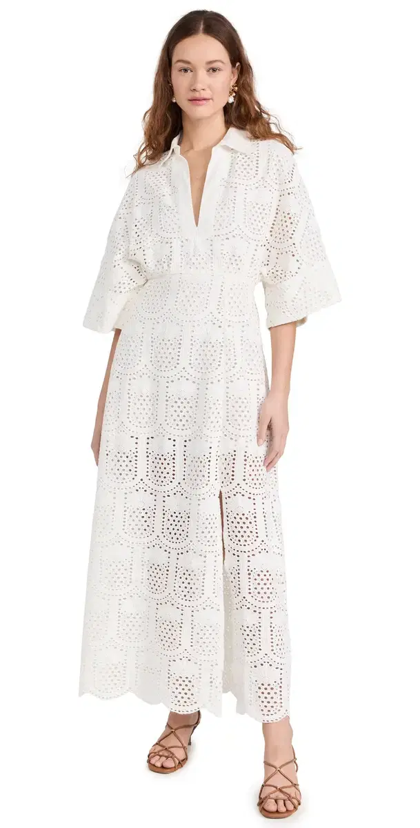 Soidee Dress Pineapple Eyelet White