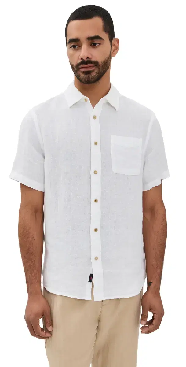 Palma Basketweave Linen hirt White