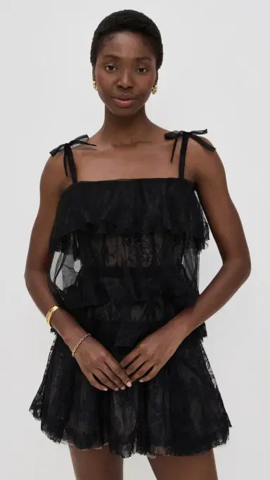 AKNVAS Tove Tiered Lace Dress Black Gold | Thumbnail 5