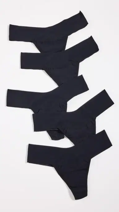 Hanky Panky Breathe Natural Thong 5 Pack Black M | Thumbnail 2