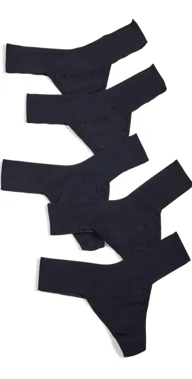 Hanky Panky Breathe Natural Thong 5 Pack Black M | Thumbnail 1