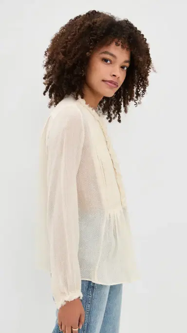 Ulla Johnson Adriel Long Sleeve Tunic Blouse Cowrie | Thumbnail 4 Ulla Johnson Adriel Long Sleeve Tunic Blouse Cowrie | Thumbnail 4