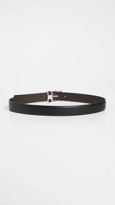FERRAGAMO Square Buckle Reversible Leather Belt Nero/T. Moro | Thumbnail 3