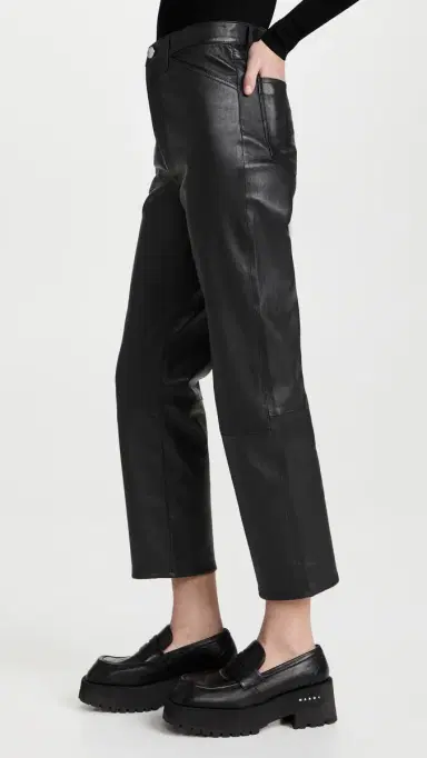 Sprwmn Straight Leg eather Pants Black | Thumbnail 4 Sprwmn Straight Leg eather Pants Black | Thumbnail 4