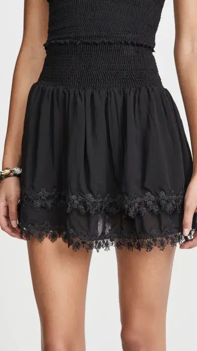 Peixoto Ruffle Mini Skirt Black | Thumbnail 2
