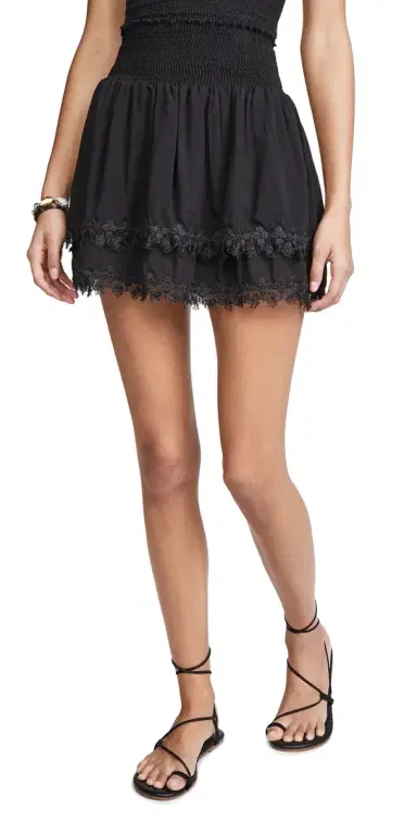 Peixoto Ruffle Mini Skirt Black | Thumbnail 1