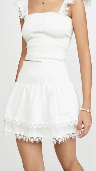 Peixoto Ruffle Mini Skirt White S | Thumbnail 2