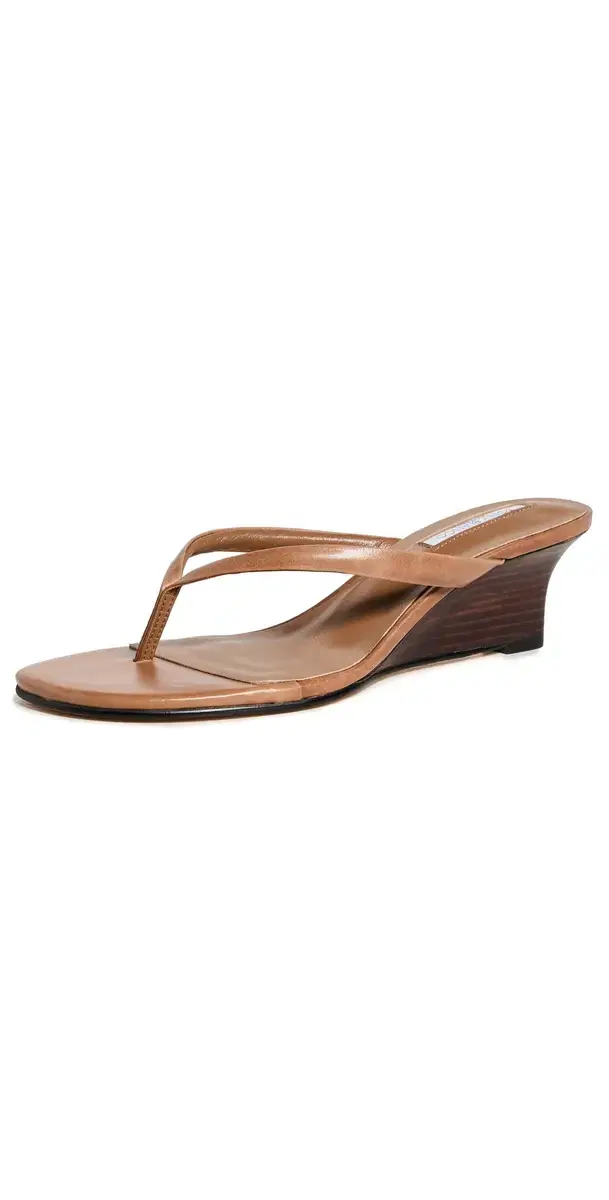 Edgy Thong Wedge Sandals Tan Vintage