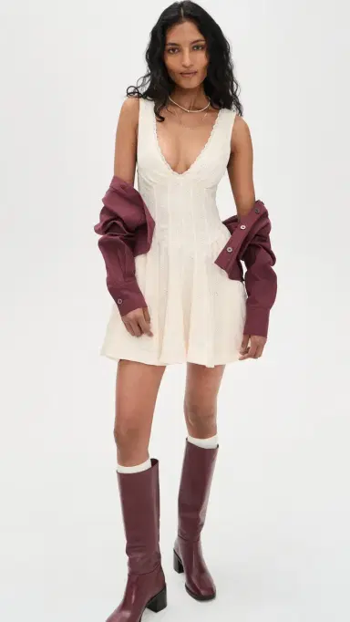 Free People Can't Help It Mini Dress Champagne Sugar Comb | Thumbnail 5 Free People Can't Help It Mini Dress Champagne Sugar Comb | Thumbnail 5